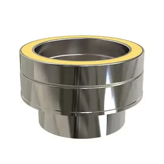 Onderaansluitstuk vlak man Ø80 mm – Dubbelwandig rookkanaal