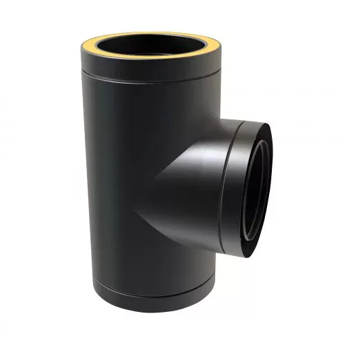 T-stuk 90° Ø150 mm – Dubbelwandig rookkanaal zwart