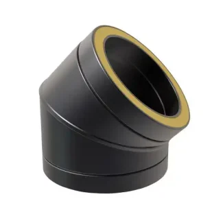 Bocht 45° Ø150 mm – Dubbelwandig rookkanaal zwart