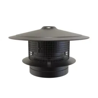 Trekkap met vonkenvanger Ø150 mm – Dubbelwandig rookkanaal zwart