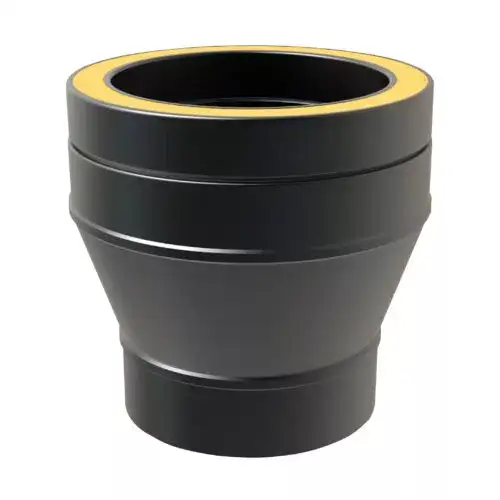 Onderaansluitstuk man Ø125 mm – Dubbelwandig rookkanaal zwart