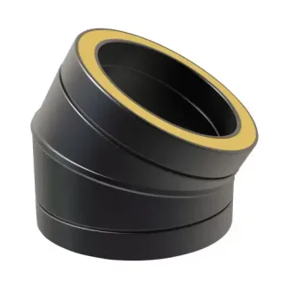 Bocht 30° Ø125 mm – Dubbelwandig rookkanaal zwart