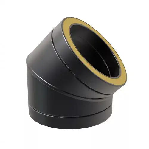 Bocht 45° Ø125 mm – Dubbelwandig rookkanaal zwart