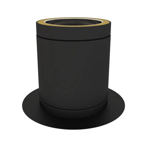 Vloerondersteuning met drain Ø125 mm – Dubbelwandig rookkanaal zwart