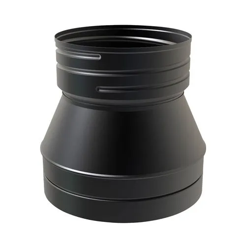 Koppelstuk boven naar flex Ø100 mm – Dubbelwandig rookkanaal zwart