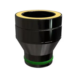 Aansluitstuk geëmailleerd Ø100 mm – Dubbelwandig rookkanaal zwart