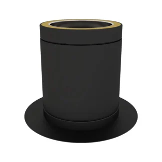 Vloerondersteuning met drain Ø100 mm – Dubbelwandig rookkanaal zwart