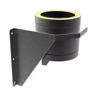 Muurondersteuning Ø80 mm – Dubbelwandig rookkanaal zwart