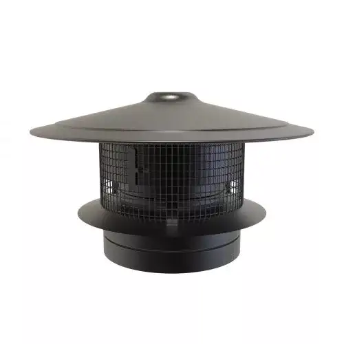 Trekkap met vonkenvanger Ø80 mm – Dubbelwandig rookkanaal zwart