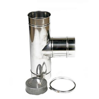 T-stuk Ø125 mm – 90° met deksel – Enkelwandig RVS