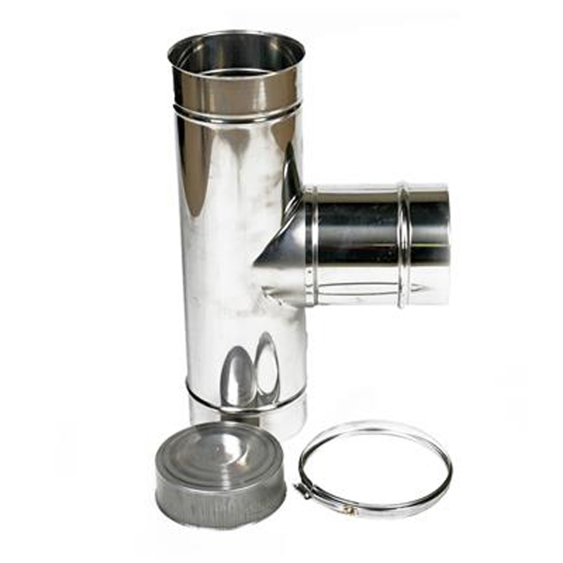 T-stuk Ø150 mm – 90° met deksel – Enkelwandig RVS