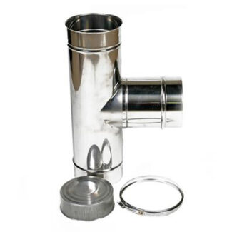 T-stuk Ø175 mm – 90° met deksel – Enkelwandig RVS