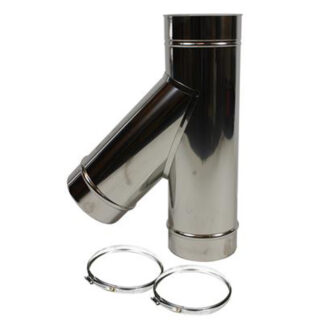 T-stuk Ø125 mm – 135° (45°) met deksel – Enkelwandig RVS