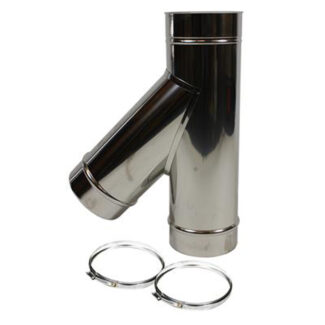 T-stuk Ø200 mm – 135° (45°) met deksel – Enkelwandig RVS