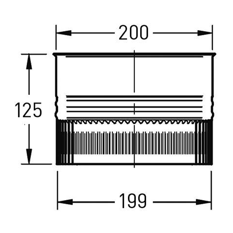Kachel-aansluitstuk Ø200 mm – Enkelwandig RVS - Afbeelding 2