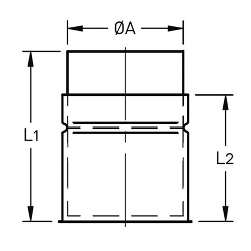 Instort-nisbus Ø125 mm – Enkelwandig RVS - Afbeelding 2