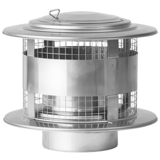 Trekkap Ø150 mm met gaas en veegluik – Enkelwandig RVS