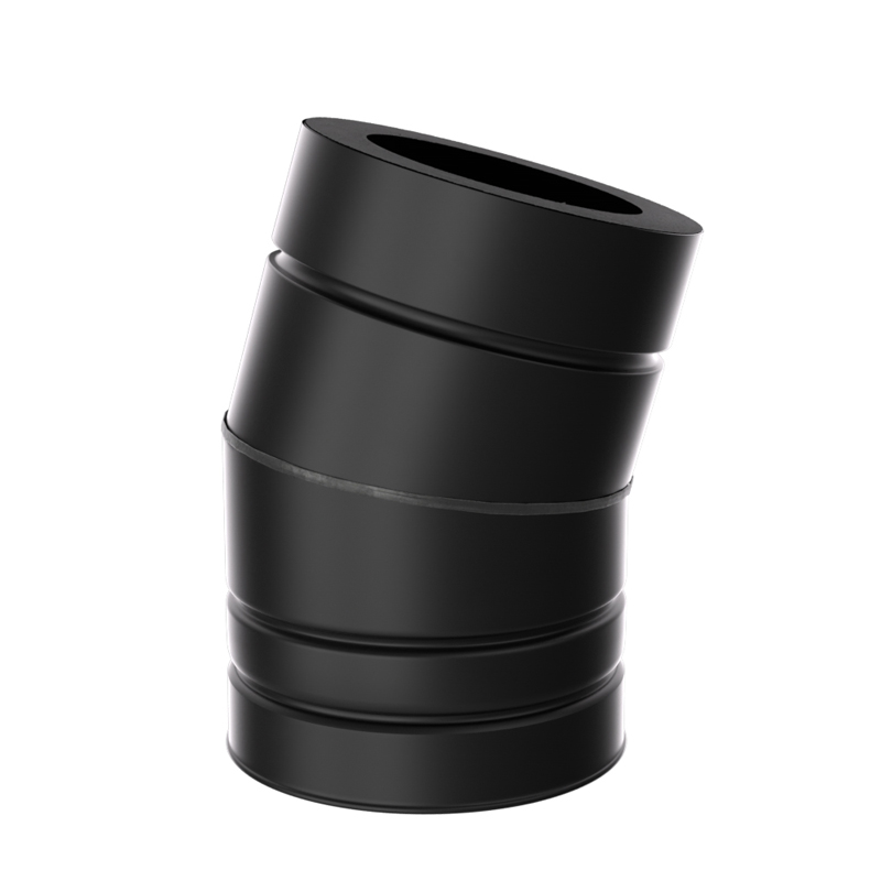 Bocht 15° Ø125 mm – Isoduct dubbelwandig rookkanaal zwart