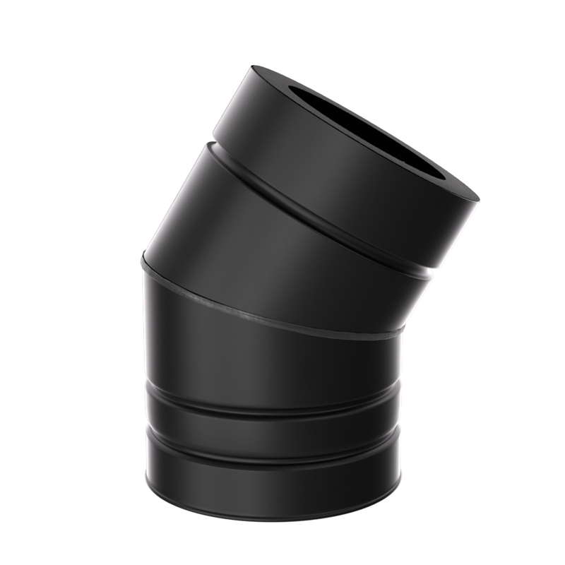 Bocht 30° Ø125 mm – Isoduct dubbelwandig rookkanaal zwart
