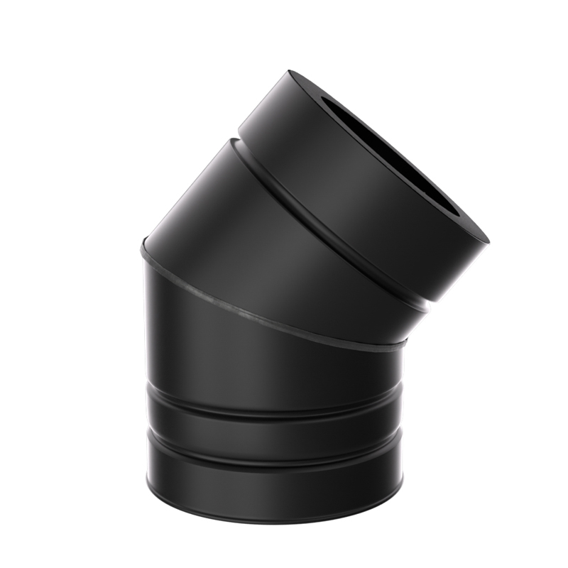 Bocht 40° Ø125 mm – Isoduct dubbelwandig rookkanaal zwart