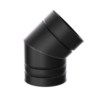Bocht 45° Ø125 mm – Isoduct dubbelwandig rookkanaal zwart