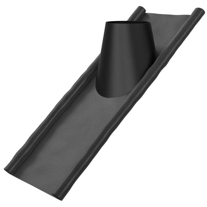 Dakdoorvoer met loodslab 40–60° Ø125 mm – Isoduct dubbelwandig rookkanaal zwart