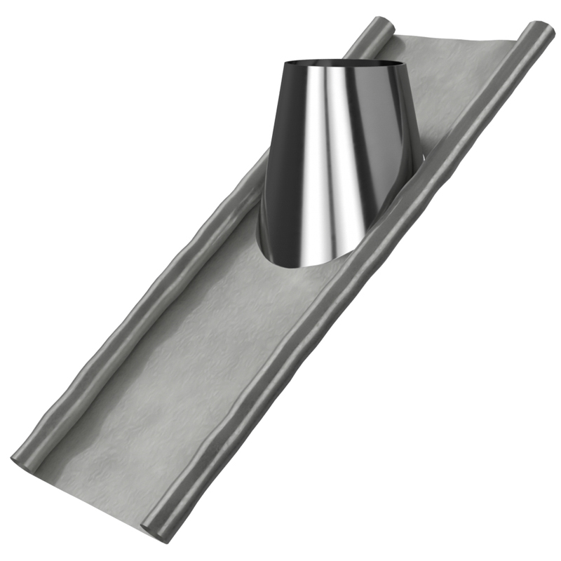 Dakdoorvoer met loodslab 40–60° Ø125 mm – Isoduct dubbelwandig rookkanaal - Afbeelding 2