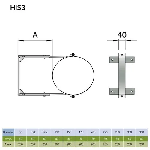 Muurbeugel verstelbaar 80–180 mm Ø80 mm – Dubbelwandig rookkanaal zwart - Afbeelding 2
