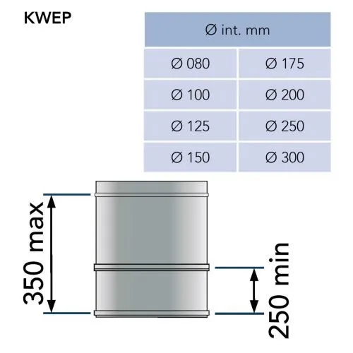 Paspijp 25–35 cm Ø100 mm – Dubbelwandig rookkanaal zwart - Afbeelding 2