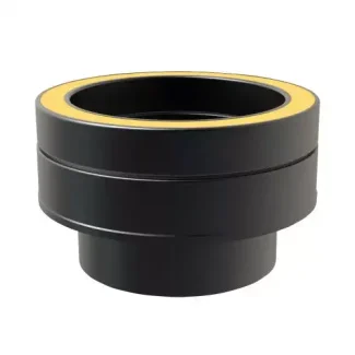 Onderaansluitstuk vlak EW 120 mm man Ø125 mm – Dubbelwandig rookkanaal zwart