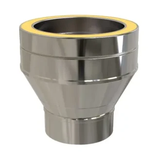 Onderaansluitstuk 125 mm naar Ø150 mm – Dubbelwandig rookkanaal