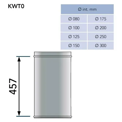 Pijp 50 cm Ø80 mm – Dubbelwandig rookkanaal - Afbeelding 2
