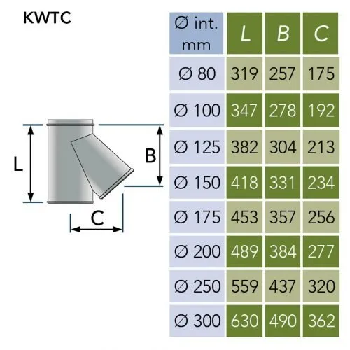 T-stuk 45° Ø80 mm – Dubbelwandig rookkanaal zwart - Afbeelding 2