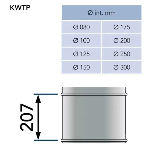 Pijp 25 cm Ø150 mm – Dubbelwandig rookkanaal zwart - Afbeelding 2