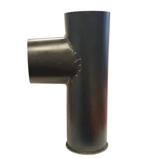 T-stuk Ø100 mm – 90° met deksel – Enkelwandig geblauwd staal