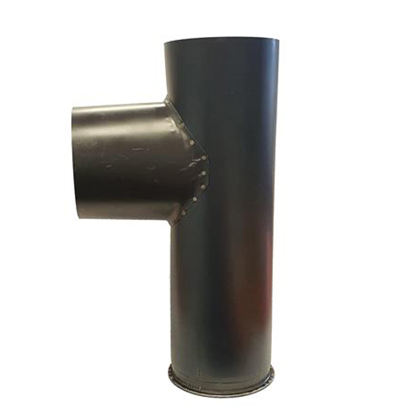 T-stuk Ø150 mm – 90° met deksel – Enkelwandig geblauwd staal