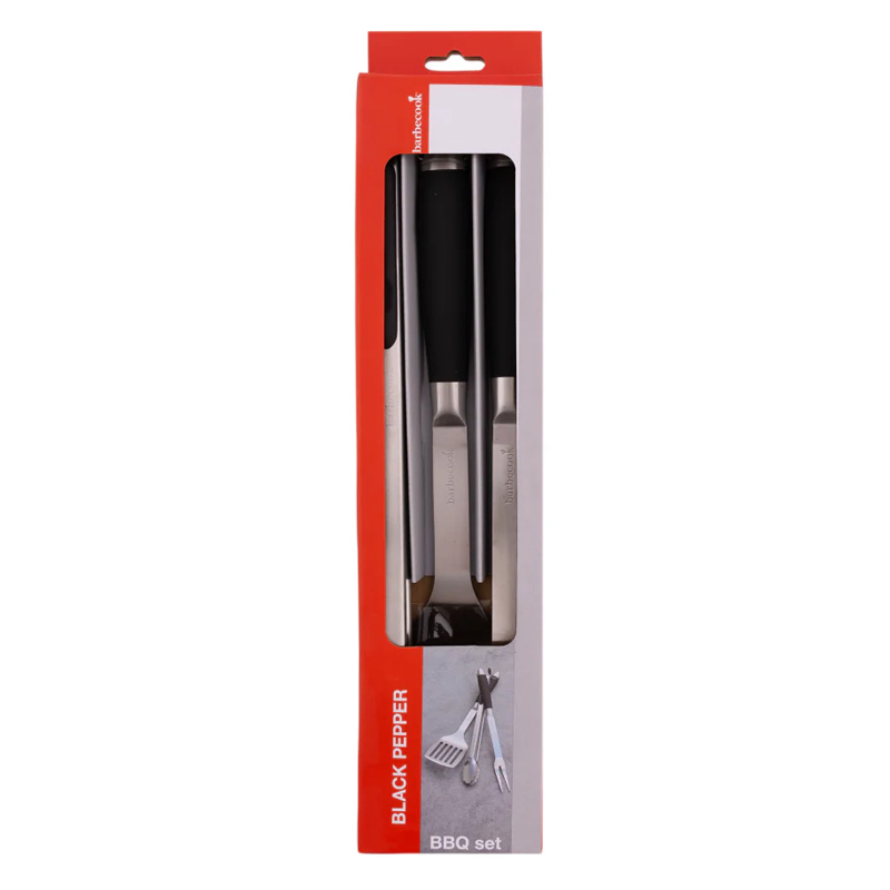 Barbecook Black Pepper set van spatel, vork en tang - Afbeelding 2