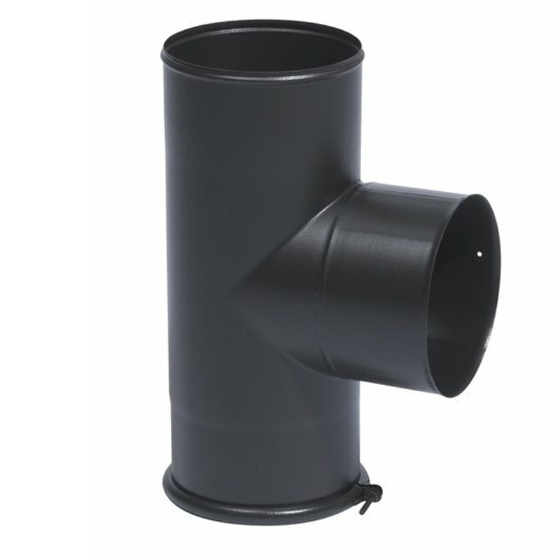 T-Stuk met dop Ø125 mm – Enkelwandig geëmailleerd staal