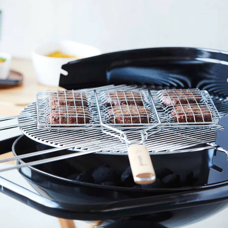 Barbecook hamburgergrill uit chroom en hout - Afbeelding 6