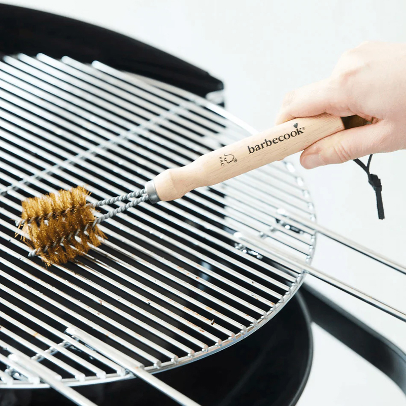 Barbecook 2-koppige roosterborstel uit koper en rubberhout - Afbeelding 4