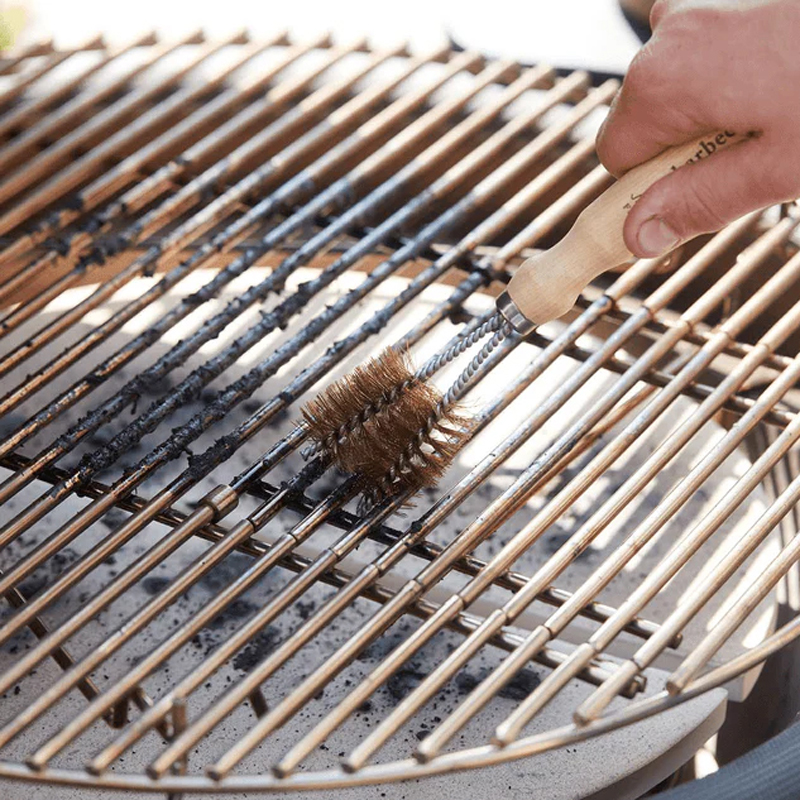 Barbecook 2-koppige roosterborstel uit koper en rubberhout - Afbeelding 3