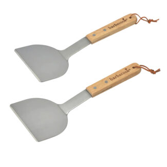 Barbecook set van 2 plancha spatels uit rvs en hout