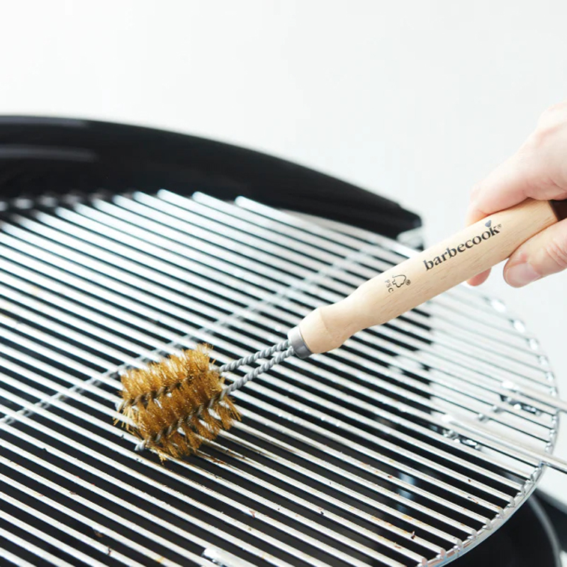 Barbecook 2-koppige roosterborstel uit koper en rubberhout - Afbeelding 5
