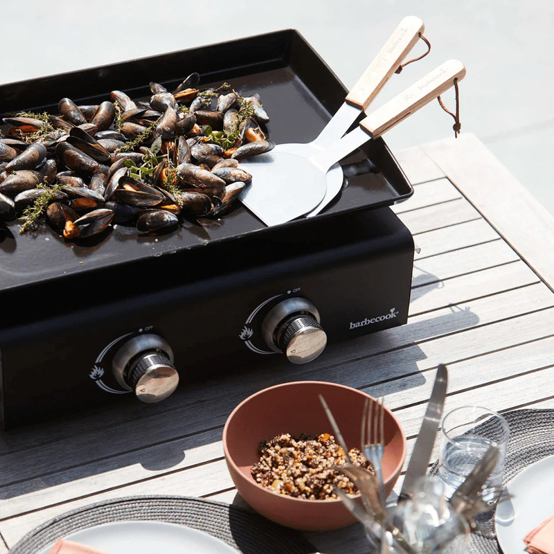 Barbecook set van 2 plancha spatels uit rvs en hout - Afbeelding 5