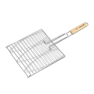 Barbecook visgrill voor 3 vissen uit chroom en hout