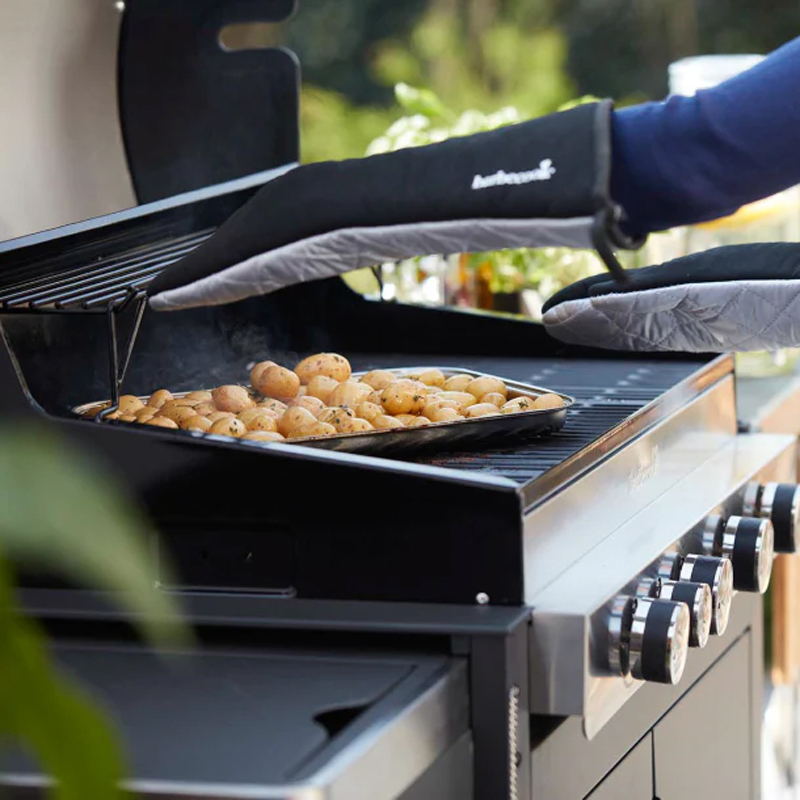 Barbecook paar lange handschoenen uit katoen en aluminiumisolatie zwart - Afbeelding 4