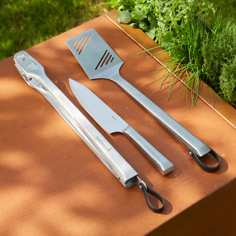 Barbecook Premium set met spatel, tang en chef mes uit rvs 45.7cm - Afbeelding 3
