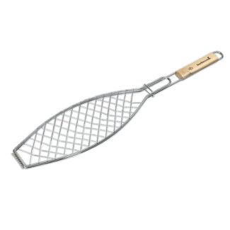 Barbecook visgrill uit chroom en hout