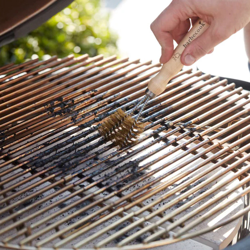 Barbecook 2-koppige roosterborstel uit koper en rubberhout - Afbeelding 7